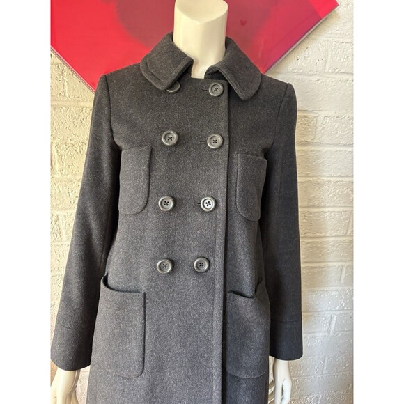 J. CREW Women Size Small Pea Coat Charcoal Black Wool Double Breasted - Picture 2 of 13
